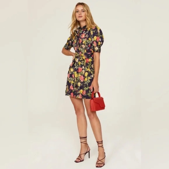 Marissa Web x RTR Multi‎ Floral Printed Puff Sleeve Dress Size 2 - Picture 1 of 11
